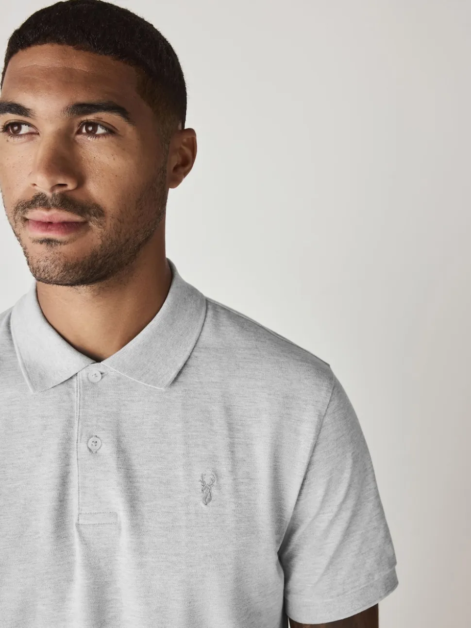 Gris clair chiné - Ajustement régulier - Polo Manches courtes Pique