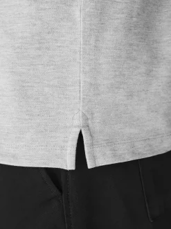 Gris clair chiné - Ajustement régulier - Polo Manches courtes Pique