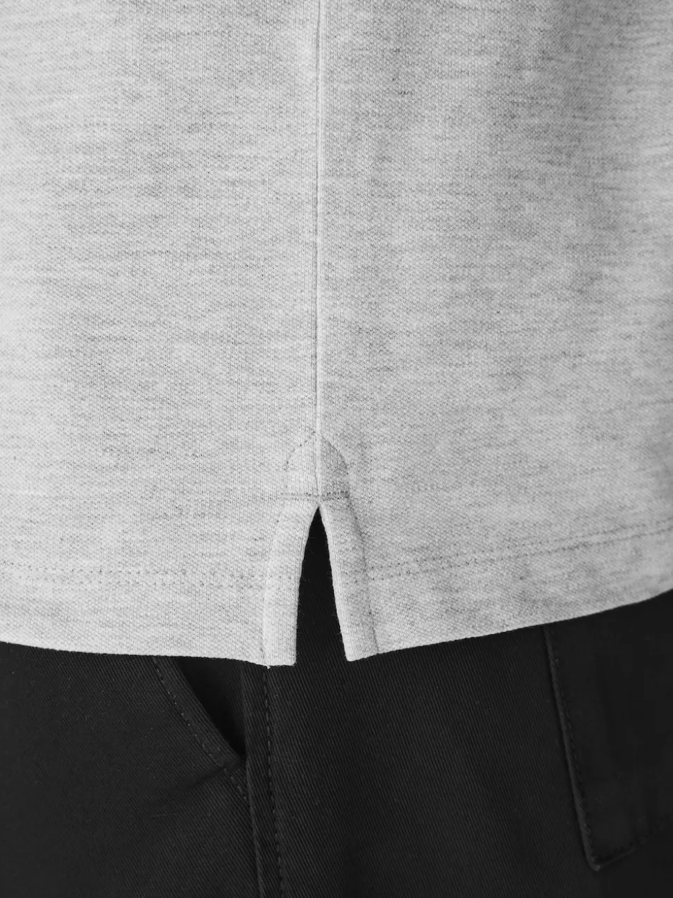 Gris clair chiné - Ajustement régulier - Polo Manches courtes Pique