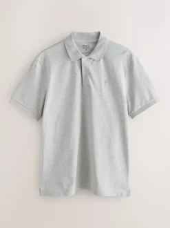 Gris clair chiné - Ajustement régulier - Polo Manches courtes Pique