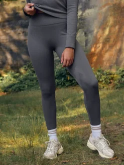 Gris d'ardoise - Côtelé sans couture Taille haute Leggings