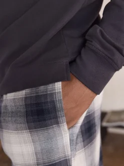 Gris d'ardoise - Ensemble pyjama à manches longues brodé à col zippé