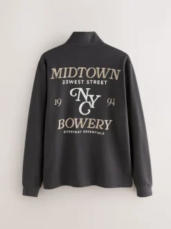 Gris d'ardoise - Ensemble pyjama à manches longues brodé à col zippé