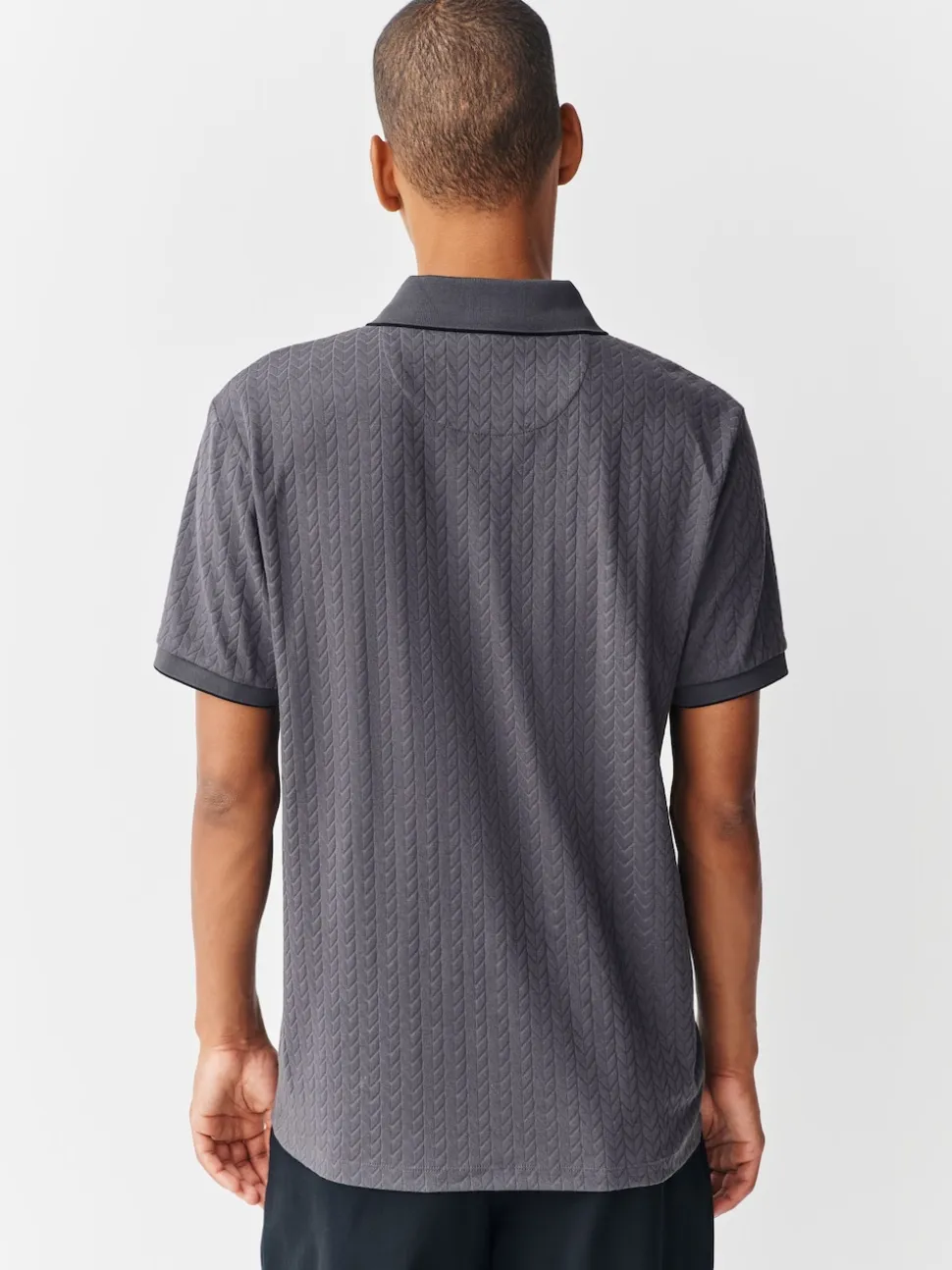 Gris d'ardoise - Slim Fit (Slim Fit) - Polo habillé en jacquard