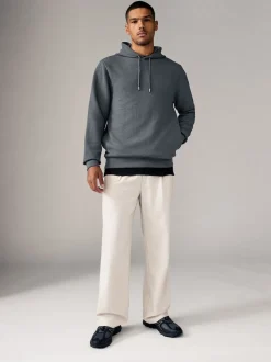 Gris d'ardoise - Sweat à capuche texturé