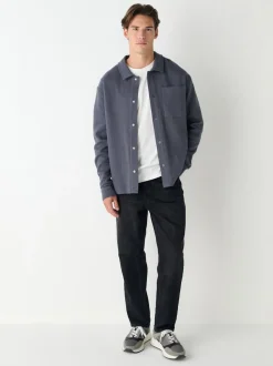 Gris d'ardoise - Veste-chemise à bouton-chemise à texture linéaire