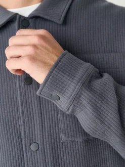 Gris d'ardoise - Veste-chemise à bouton-chemise à texture linéaire