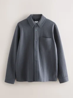 Gris d'ardoise - Veste-chemise à bouton-chemise à texture linéaire