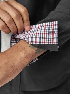 Gris de charbon de bois - Chemise Oxford stretch à manches longues