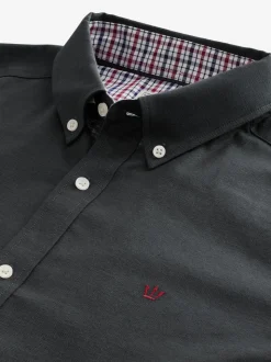 Gris de charbon de bois - Chemise Oxford stretch à manches longues