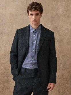 Gris de charbon de bois - Veste de Costume décontractée en laine Blend