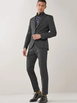 Gris de charbon de bois - Skinny Fit (Skinny Fit) - Veste de costume à deux boutons