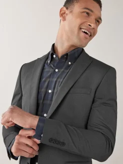 Gris de charbon de bois - Skinny Fit (Skinny Fit) - Veste de costume à deux boutons