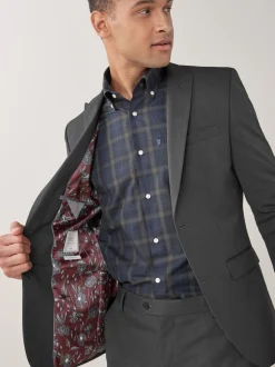 Gris de charbon de bois - Skinny Fit (Skinny Fit) - Veste de costume à deux boutons