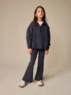 Gris de charbon de bois - Ensemble haut à col zippé et évasé pliable (3-16ans)