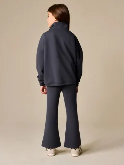 Gris de charbon de bois - Ensemble haut à col zippé et évasé pliable (3-16ans)