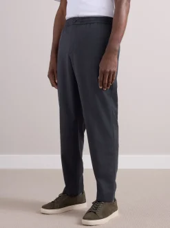 Gris de charbon de bois - Pantalons Habillé texturés à taille élastiquée en laine