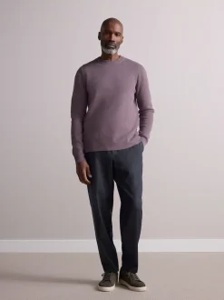 Gris de charbon de bois - Pantalons Habillé texturés à taille élastiquée en laine