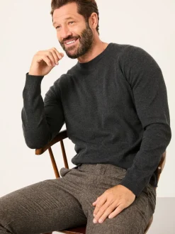 Gris de charbon de bois - Pull FatFace en maille à Col rond