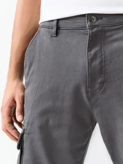 Gris de charbon de bois - Pantalon cargo coupe ajustée Motionflex stretch