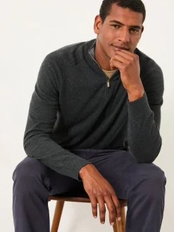 Gris de charbon de bois - Pull FatFace en maille à col zippé