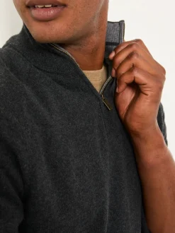 Gris de charbon de bois - Pull FatFace en maille à col zippé