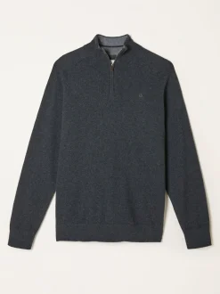 Gris de charbon de bois - Pull FatFace en maille à col zippé