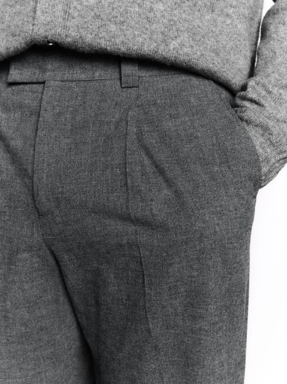 Gris de charbon de bois - Pantalon élégant en coton brossé texturé coupe classique