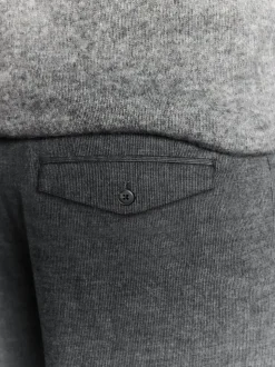 Gris de charbon de bois - Pantalon élégant en coton brossé texturé coupe classique