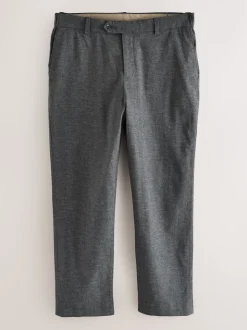 Gris de charbon de bois - Pantalon élégant en coton brossé texturé coupe classique