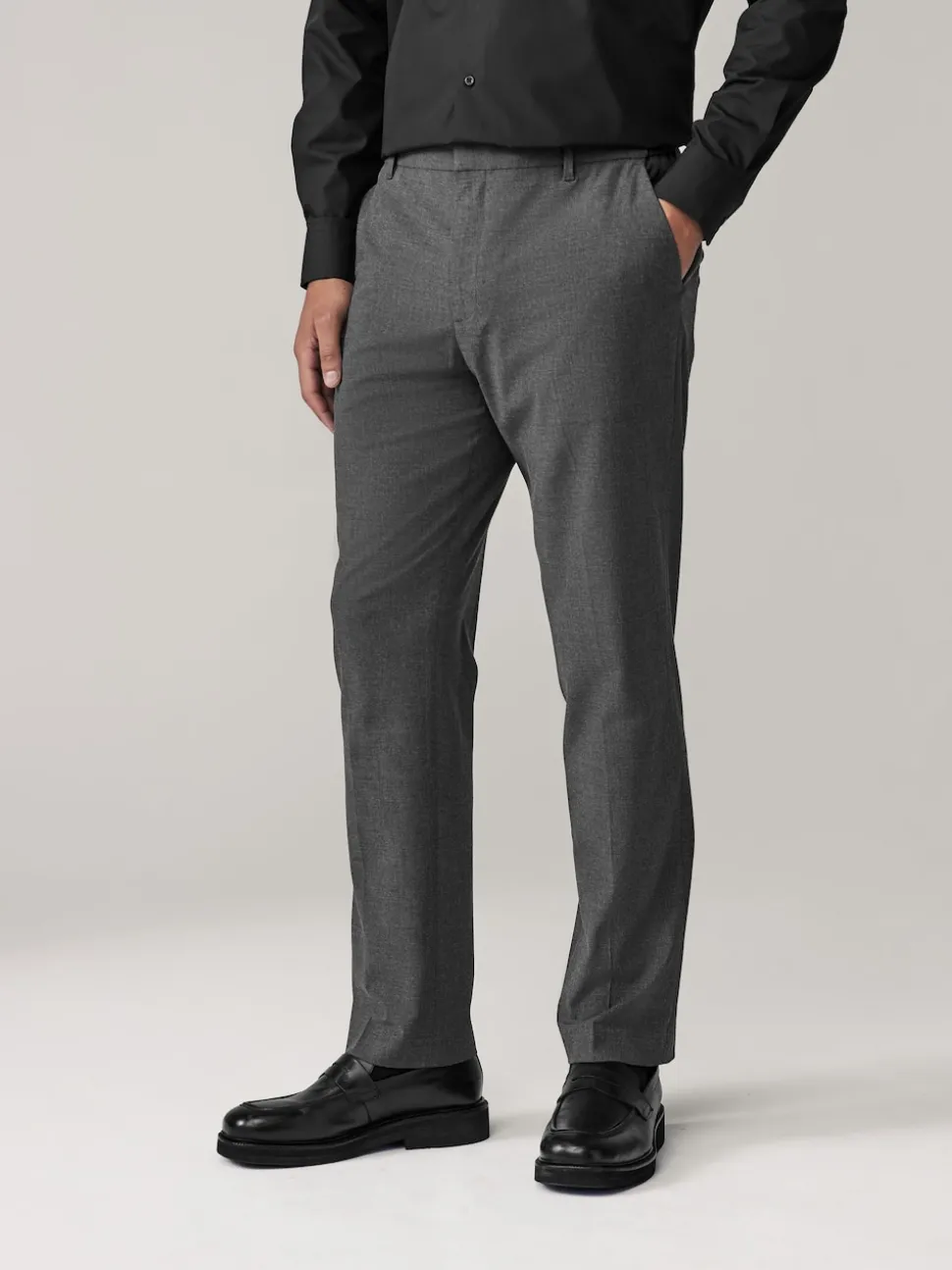 Gris de charbon de bois - Moulant - Pantalons extensibles à taille élastiquée Motionflex