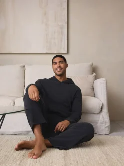 Gris de charbon de bois - Ensemble pyjama en éponge à capuche