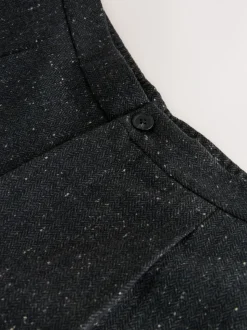 Gris de charbon de bois - Pantalon à chevrons texturé élégant coupe droite avec laine