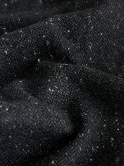 Gris de charbon de bois - Pantalon à chevrons texturé élégant coupe droite avec laine