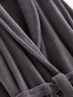 Gris de charbon de bois - Peignoir en tissu éponge et coton