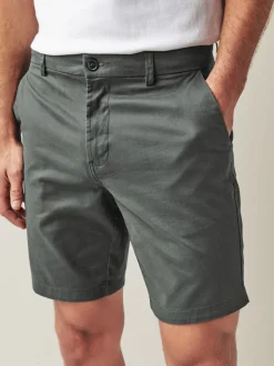 Gris de charbon de bois - Ajustement droit - Short chino stretch