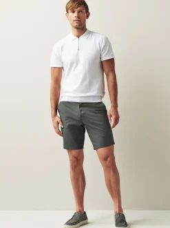 Gris de charbon de bois - Ajustement droit - Short chino stretch