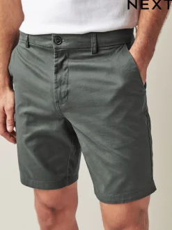 Gris de charbon de bois - Ajustement droit - Short chino stretch