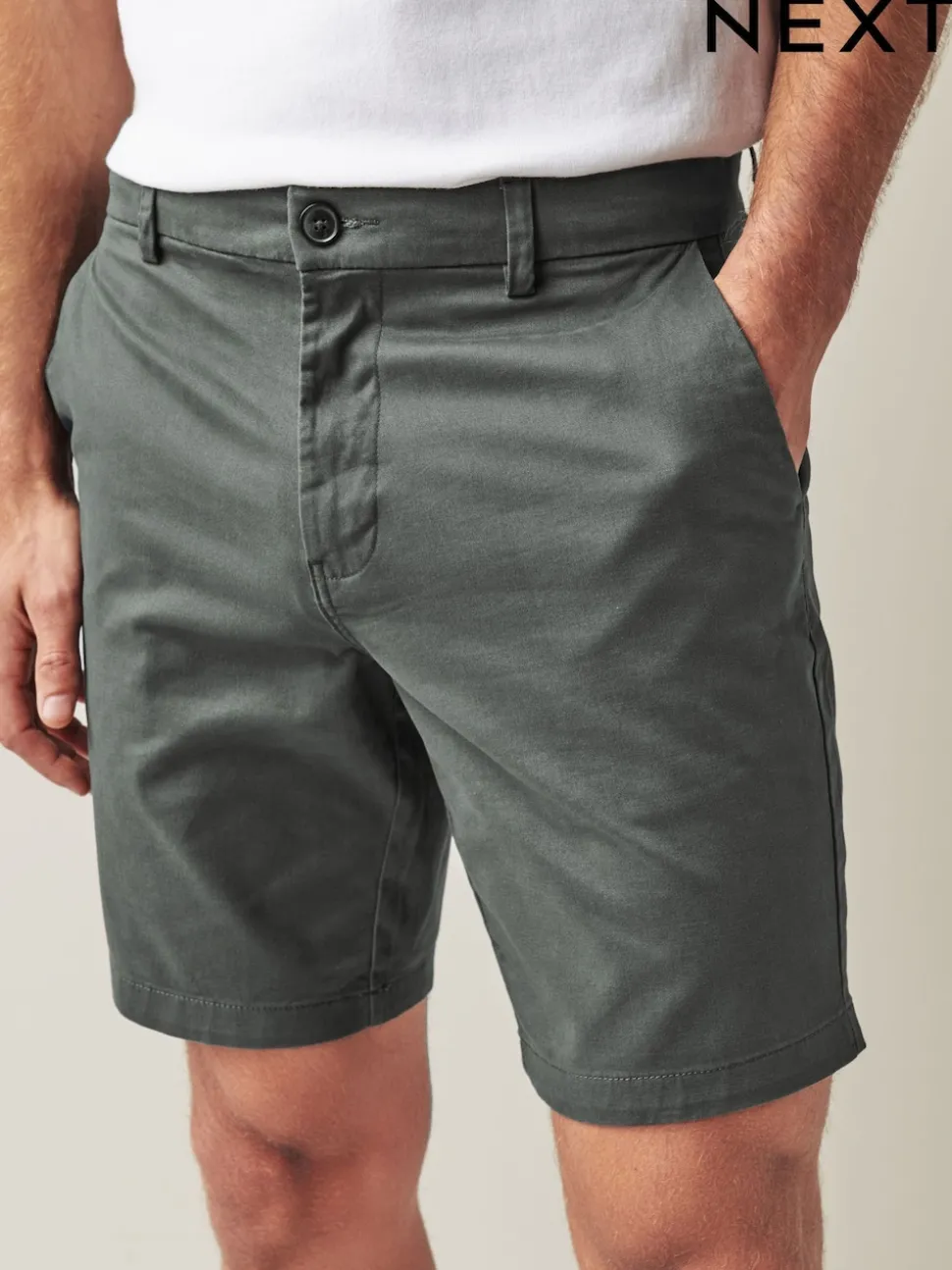 Gris de charbon de bois - Ajustement droit - Short chino stretch