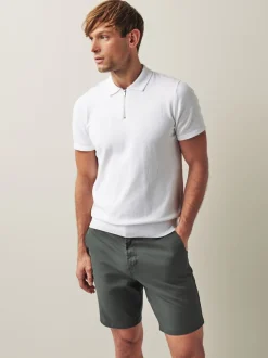 Gris de charbon de bois - Ajustement droit - Short chino stretch