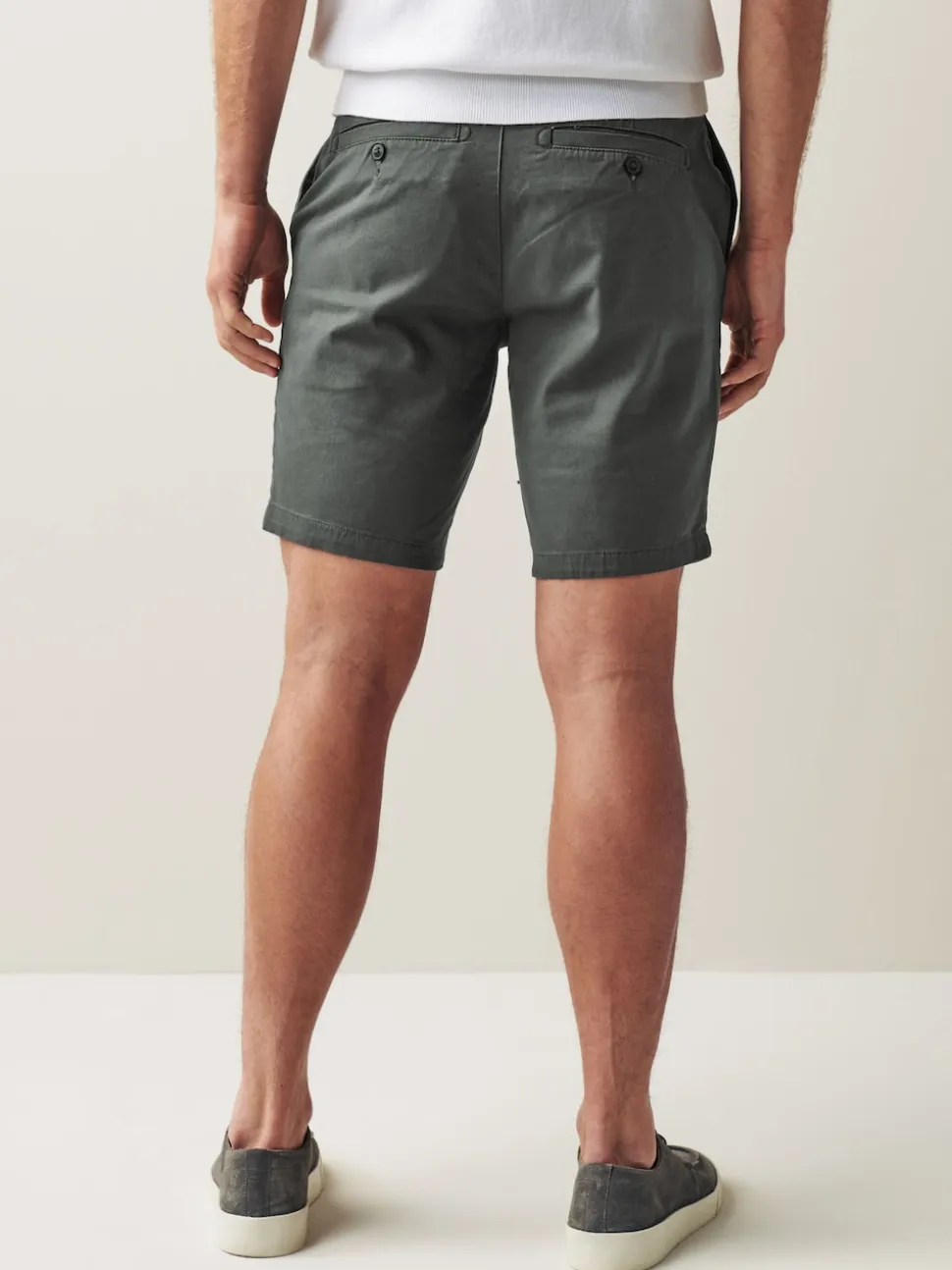Gris de charbon de bois - Ajustement droit - Short chino stretch