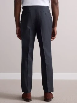 Gris de charbon de bois - Pantalon élégant riche en laine texturé avec pattes d'ajustement sur les côtés