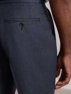 Gris de charbon de bois - Pantalon élégant riche en laine texturé avec pattes d'ajustement sur les côtés