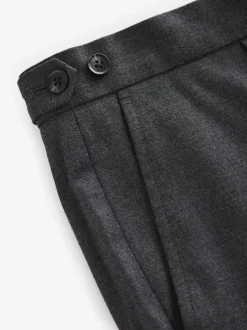 Gris de charbon de bois - Pantalon élégant riche en laine texturé avec pattes d'ajustement sur les côtés