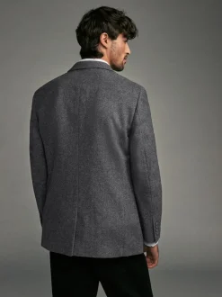 Gris de charbon de bois - Ajustement régulier - Blazer à chevrons riche en laine