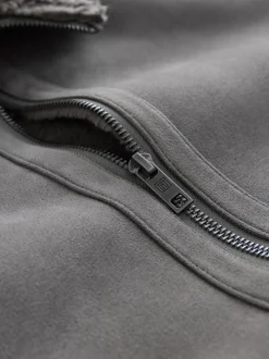 Gris de charbon de bois - Veste imitation daim doublure aspect peau de mouton