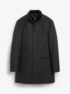 Gris de charbon de bois - Gilet en laine à chevrons Manteau matelassé