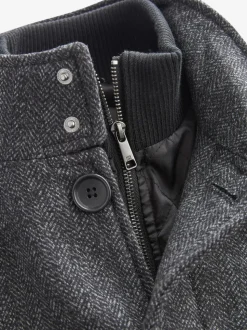 Gris de charbon de bois - Gilet en laine à chevrons Manteau matelassé