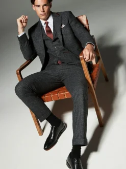 Gris de charbon de bois - Veste de costume Coupe classique en laine Blend