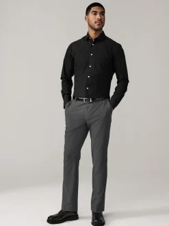 Gris de charbon de bois - Slim Fit (Slim Fit) - Pantalons extensibles à taille élastiquée Motionflex